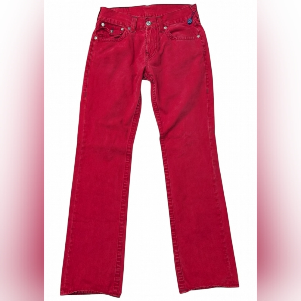 Vintage Y2K True Religion Ricky Straight Ruby Red Jeans Sz 31
